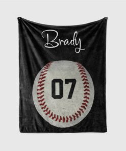 Custom Baseball Blanket With Name And Number, Baseball'S Lover Gift