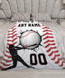 Custom Baseball Blankets With Name Sports