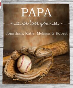 Custom Baseball Name Blanket, Gift For Dad,Gift For Grandpa