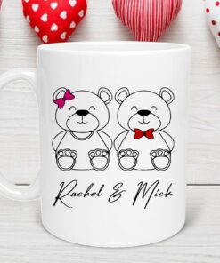 Custom Bear Name Mug, Custom Names Mug, Personalized Mug, Valentines Day, Custom Anniversary Mug, Custom Couple Mug