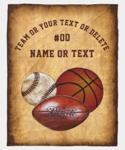 Custom Blanket, Cool Personalized Sports Blanket, Baseball Basketball Blanket