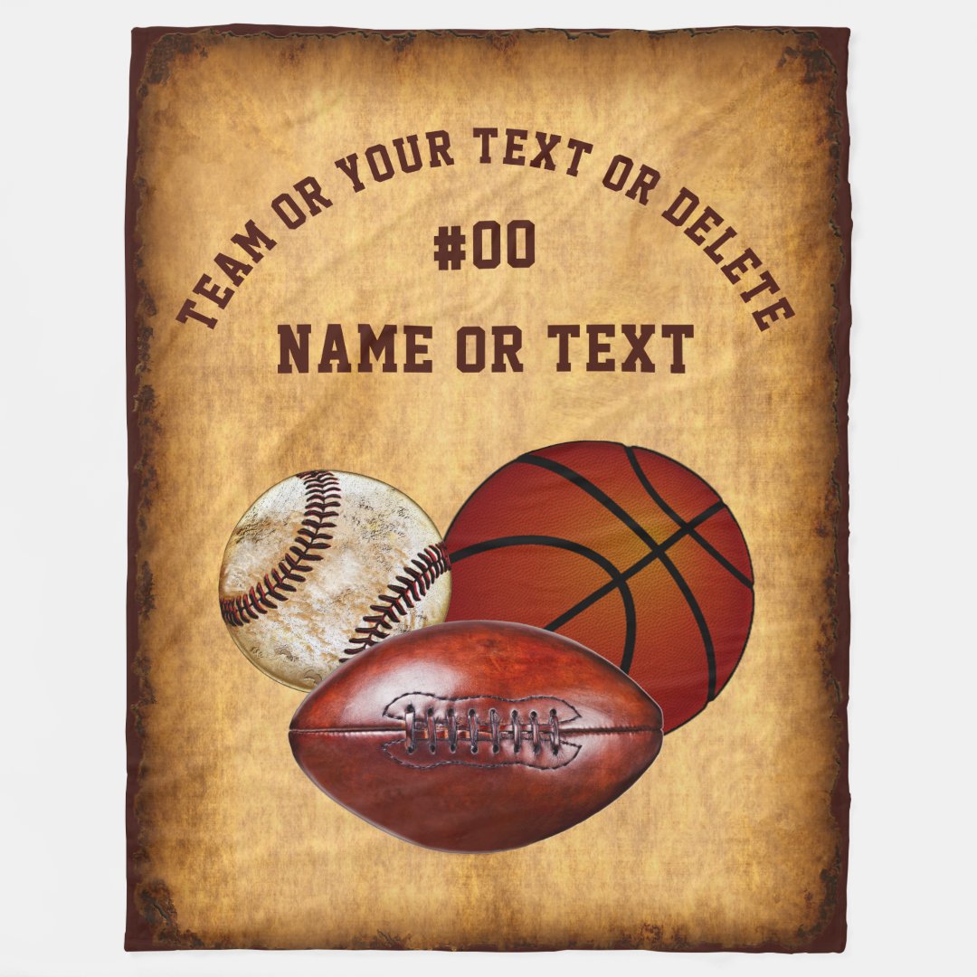 Custom Blanket, Cool Personalized Sports Blanket, Baseball Basketball Blanket