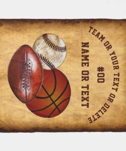 Custom Blanket, Cool Personalized Sports Blanket, Baseball Basketball Blanket