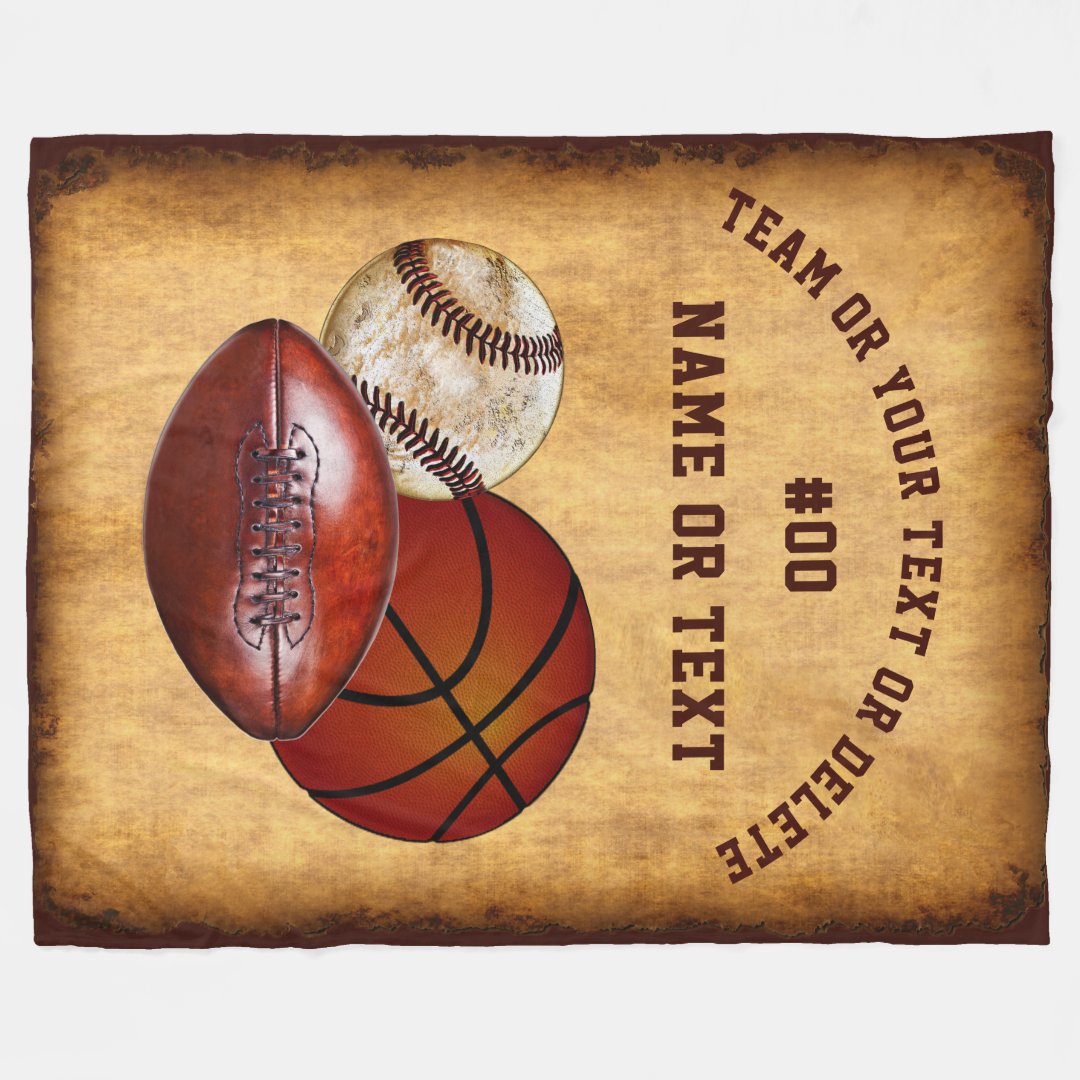 Custom Blanket, Cool Personalized Sports Blanket, Baseball Basketball Blanket