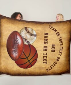Custom Blanket, Cool Personalized Sports Blanket, Baseball Basketball Blanket