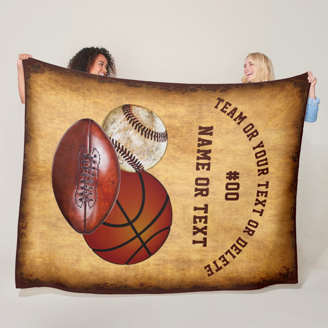 Custom Blanket, Cool Personalized Sports Blanket, Baseball Basketball Blanket