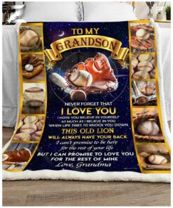 Custom Blanket For Grandson From Grandma - Baseball - This Old Lion Will Always Have Your Back