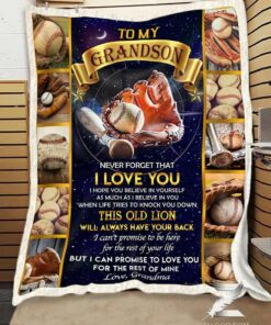 Custom Blanket For Grandson From Grandma - Baseball - This Old Lion Will Always Have Your Back