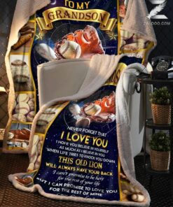 Custom Blanket For Grandson From Grandma - Baseball - This Old Lion Will Always Have Your Back