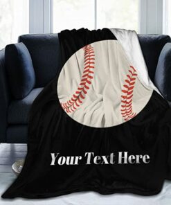 Custom Blanket With Name Personalized Baseball Fleece Sherpa Blanket