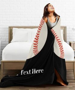 Custom Blanket With Name Personalized Baseball Fleece Sherpa Blanket
