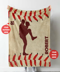 Custom Blanket With Names, Baseball Player, Gifts For Boys, Kids