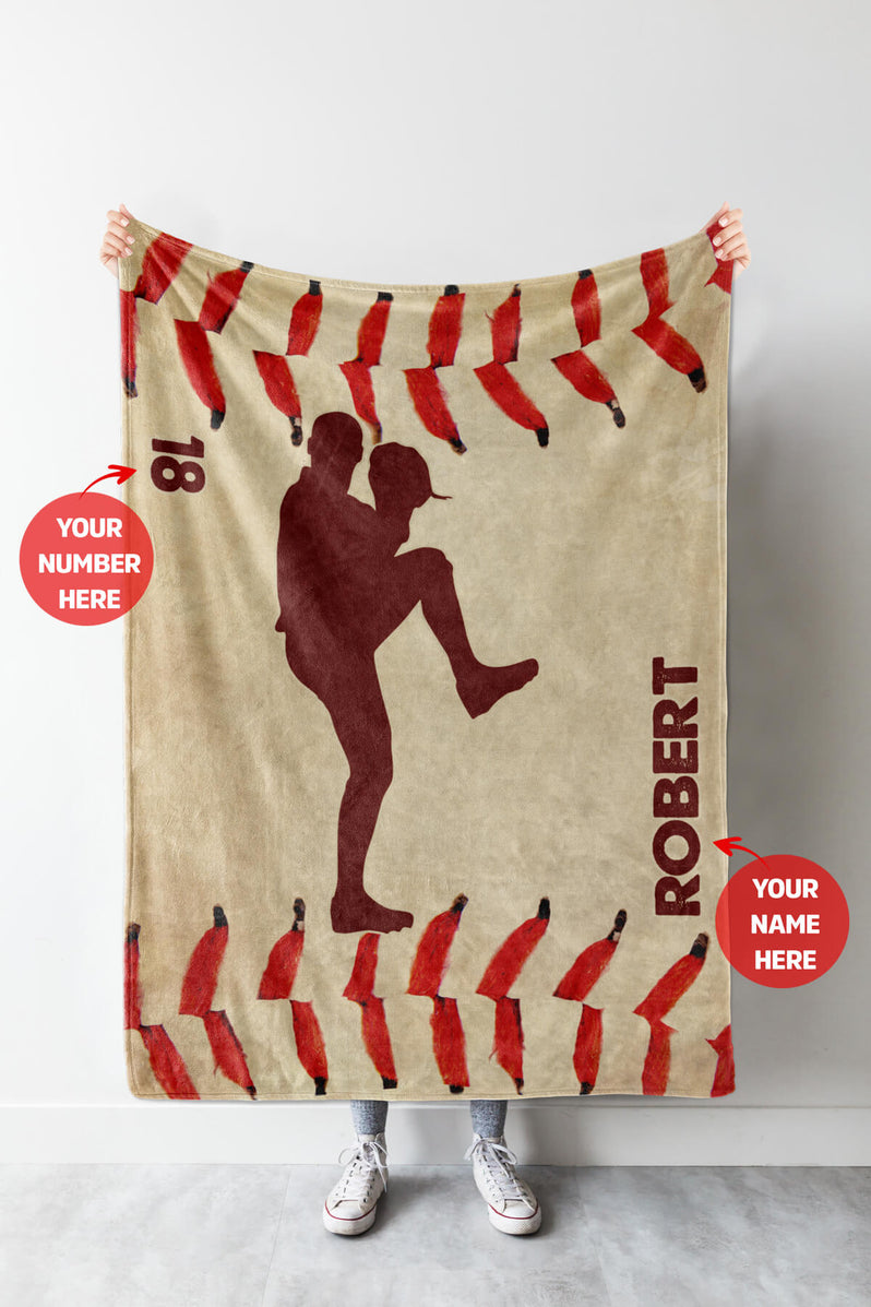 Custom Blanket With Names, Baseball Player, Gifts For Boys, Kids