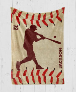 Custom Blanket With Names, Baseball Player, Gifts For Boys, Kids