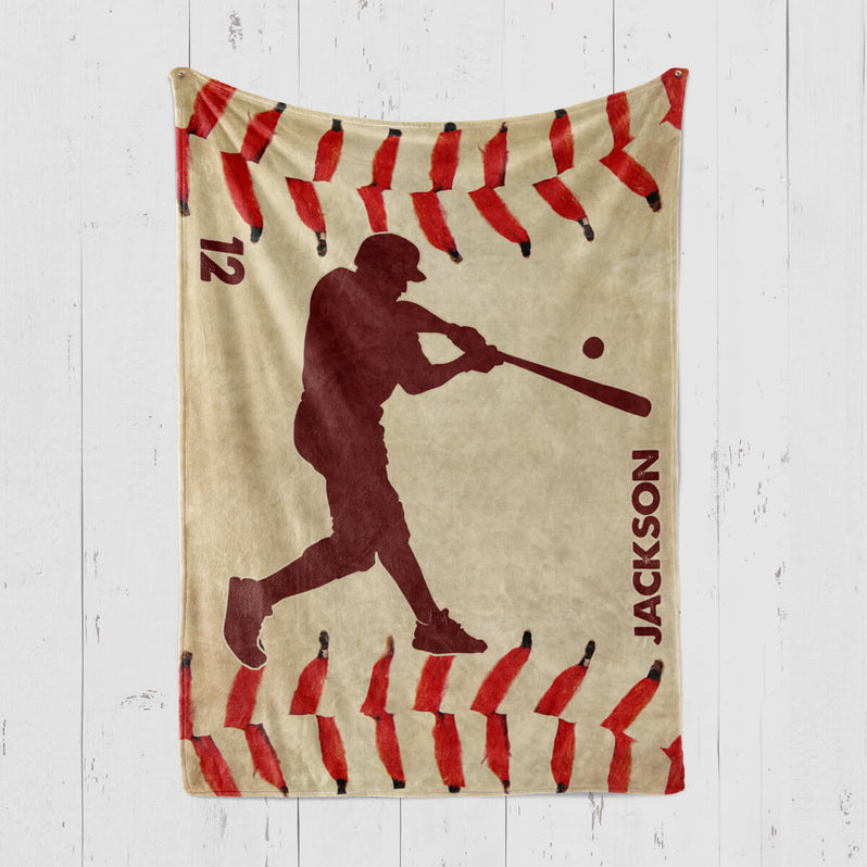 Custom Blanket With Names, Baseball Player, Gifts For Boys, Kids