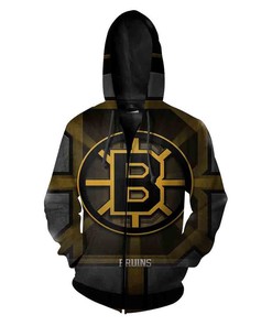 Custom Boston Bruins Nfl Football Big Logo 3D All Over Print Zip Up Hoodie Perfect Gifts For Football Fans