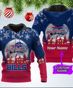 Custom Buffalo Bills Personalized Christmas 3D All Over Print Zip Hoodie Perfect Gifts For Football Fans