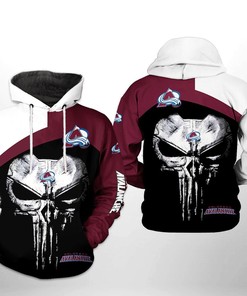 Custom Colorado Avalanche Skull Punisher 3D Hoodie Zip Hoodie, Nhl 3D All Over Print Hoodie Zip Hoodie Gift