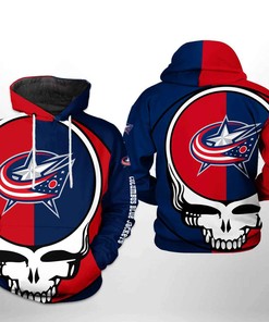 Custom Columbus Blue Jackets Nhl Grateful Dead 3D All Over Print Zip Up Hoodie Option Gift