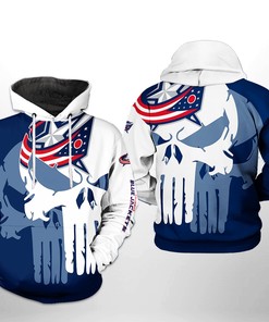Custom Columbus Blue Jackets Nhl Team Skull 3D All Over Print Zip Up Hoodie Option Gift