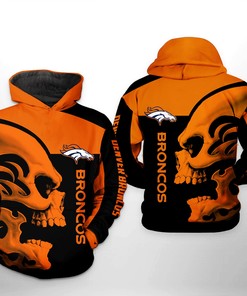 Custom Denver Broncos Nfl Skull All Over Print Hoodie With Zipper
