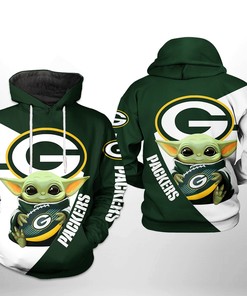 Custom Green Bay Packers Nfl Baby Yoda Team 3D All Over Print Hoodie With Zipper, Zip Up Hoodie.