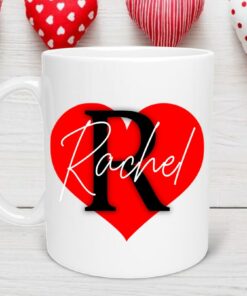 Custom Heart Name Valentines Day Mug, Gift For Boyfriend, Personalized Name Mug, 1st Anniversary Gift, Custom Couple Mug