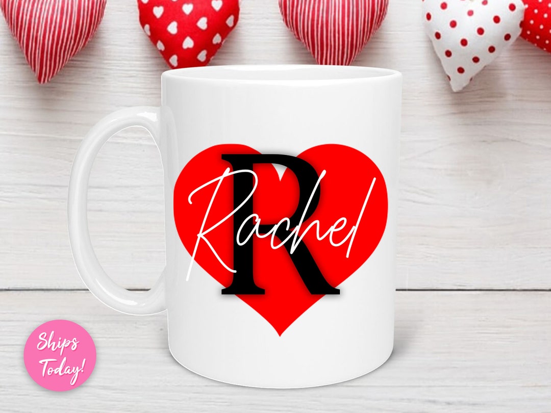 Custom Heart Name Valentines Day Mug, Gift For Boyfriend, Personalized Name Mug, 1st Anniversary Gift, Custom Couple Mug