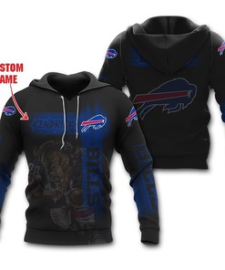 Custom Mascot Design Buffalo Bills 3D All Over Print Zip Hoodie Personalize With Your Name