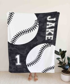 Custom Name And Number Baseball Team Blanket, Sport Blanket