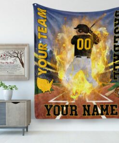 Custom Name Baseball Blanket, Baseball Player Gifts