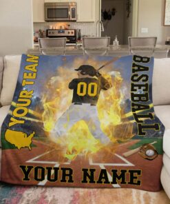 Custom Name Baseball Blanket, Baseball Player Gifts