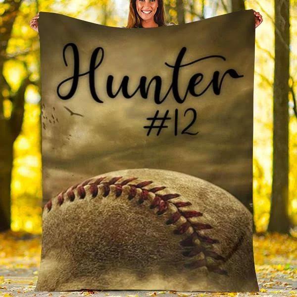 Custom Name Baseball Blanket - Perfect Gift For Son Gift For Christmas, Home Decor