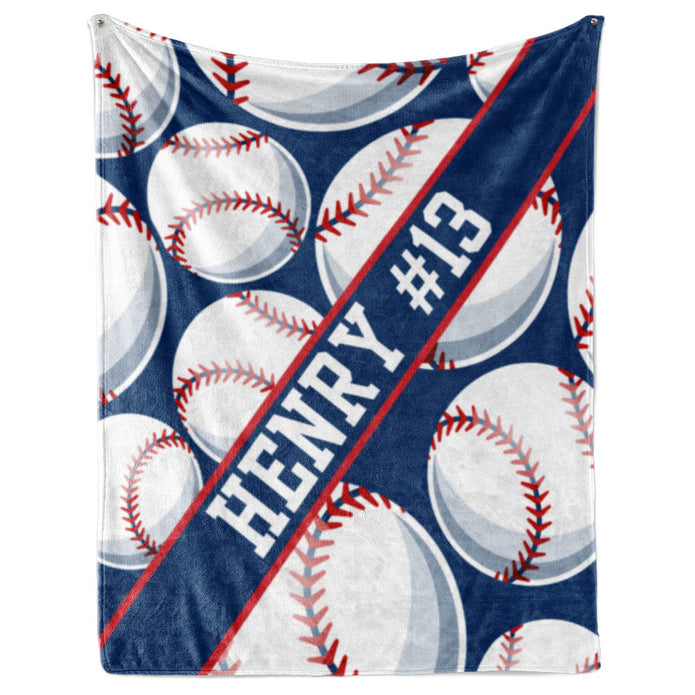 Custom Name With Number Baseball Blanket