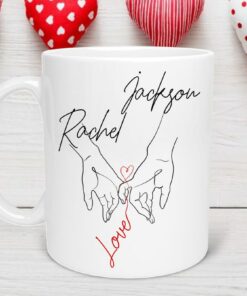 Custom Names Valentines Day Mug, Gift For Boyfriend, Personalized Name Mug, 1st Anniversary Gift