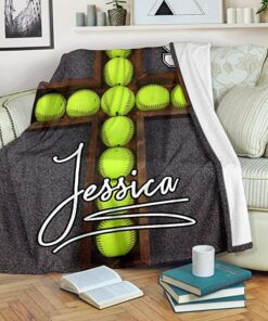 Custom Softball Cross Ball Personalized Name Number Blanket, Warm, Blanket Sofa