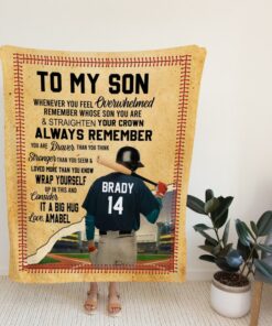 Custom To My Son Blanket, Gift Ideas For Your Son, Personalized Baseball Blanket With Name, Gift Parents.