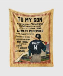 Custom To My Son Blanket, Gift Ideas For Your Son, Personalized Baseball Blanket With Name, Gift Parents.