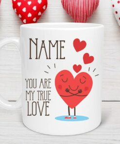 Custom You Are My True Heart Valentine's Day Mug, Gift for Boyfriend, Valentine Gift For Him, Valentine's Day Gift