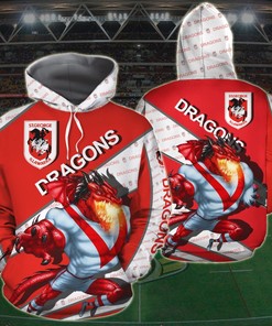 Customized 3D Printed St. George Illawarra Dragons Hoodie Nrl Zip Up Hoodie
