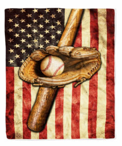 Customized Baseball Blanket American Flag