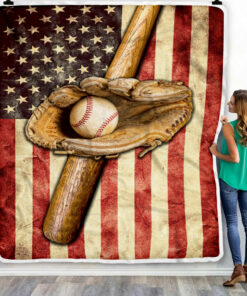 Customized Baseball Blanket American Flag