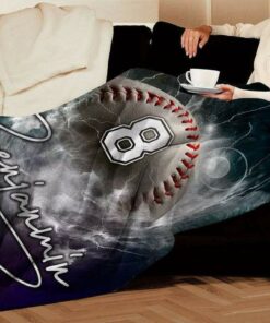 Customized Blanket For Baseball Player With Number On Ball