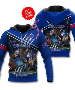 Customized Buffalo Bills 3D All Over Print Zip Hoodie With Mascot Catching Ball