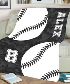 Customized Fleece Sherpa Blanket For Sports Lover With Baseball, Décor Home Soft And Beautiful Blanket