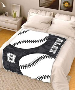 Customized Fleece Sherpa Blanket For Sports Lover With Baseball, Décor Home Soft And Beautiful Blanket