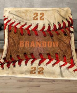 Customized Name Blanket, Personalized Baseball Throw Blanket, Birthday Gift For Him, Gift For Friend, Boy Gifts