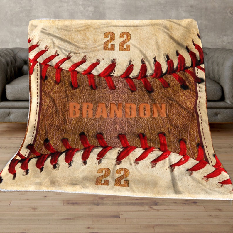 Customized Name Blanket, Personalized Baseball Throw Blanket, Birthday Gift For Him, Gift For Friend, Boy Gifts