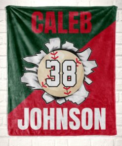 Customn Name, Personalized Baseball Blanket Player Gift For Boys,Sports Blanket For Kids Or Teens