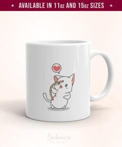 Cute Cat Coffee Mug, Cat Valentines Gift, Cat Mom Gift, Valentines Mug Gifts, Galentines Day Gifts Romantic Coffee Mug